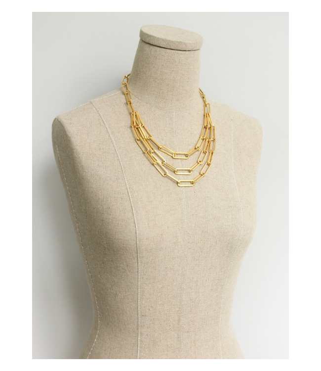 3 Tiered Gold Link Chain Necklace