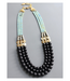 David Aubrey Jet Glass and Hermatitie Triple Strand Necklace