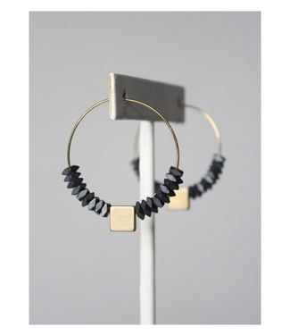David Aubrey Geometric Hematite Hoop Earrings