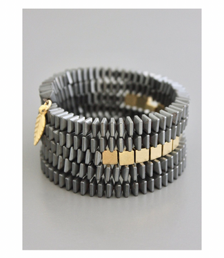 David Aubrey 5 Strand Hematite Wrap Bracelet