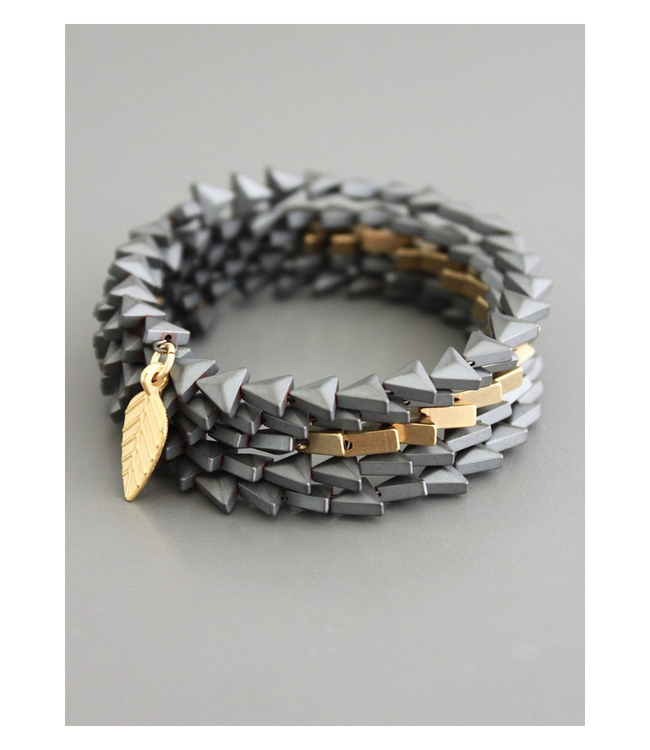 Hermatite and Brass Wrap Bracelet