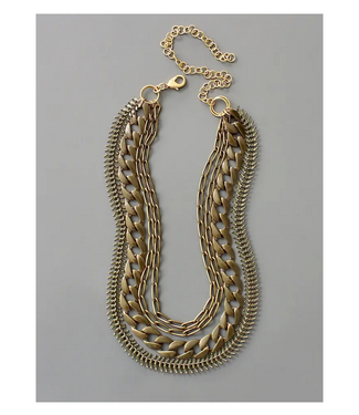 David Aubrey Triple Lined Chain Necklace