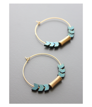 David Aubrey Hematite and Brass Hoops