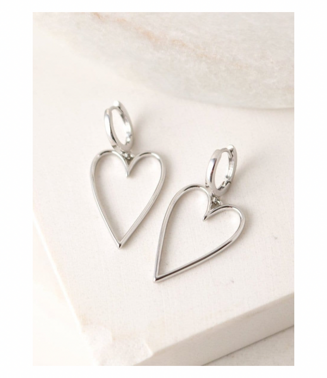 Lovestruck Heart Hoop Earrings - Silver