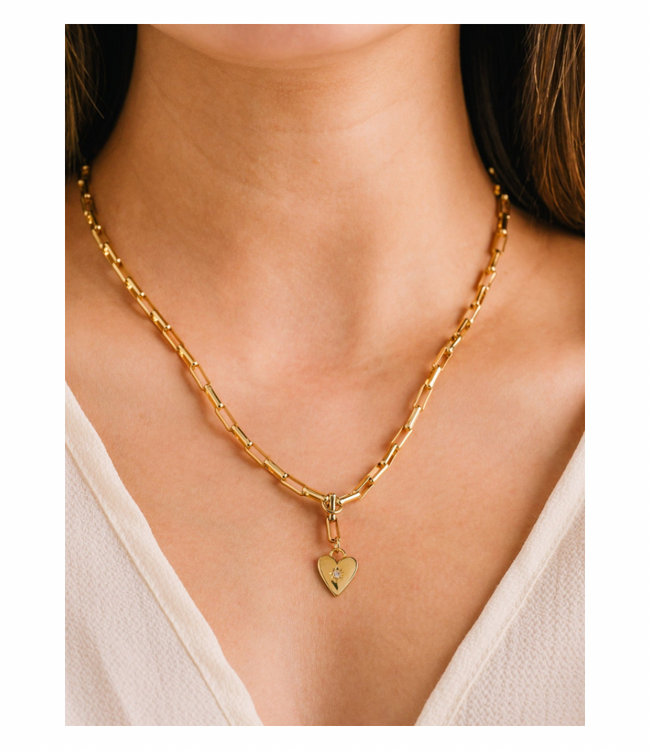 Verona Starburst Heart Necklace - Gold