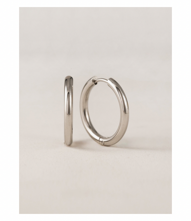 Tube 20mm Hoop Earrings Silver