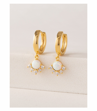 June Huggie Drop Hoop Earrings Gold