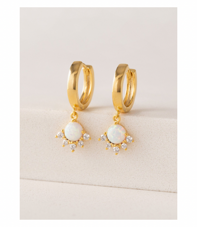 June Huggie Drop Hoop Earrings Gold