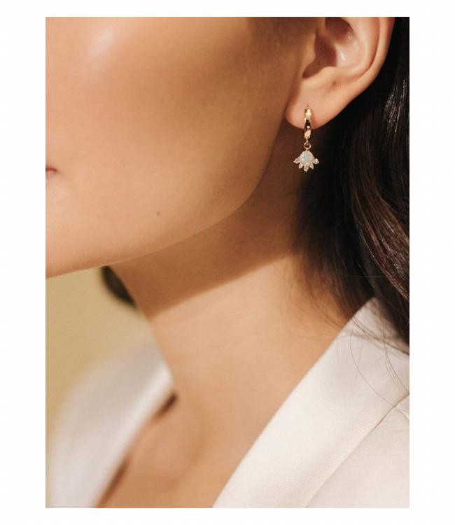 June Huggie Drop Hoop Earrings Gold