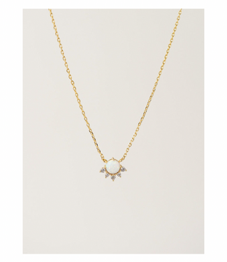June Necklace Gold Opal