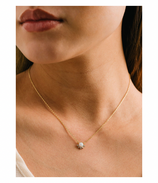 June Necklace Gold Opal
