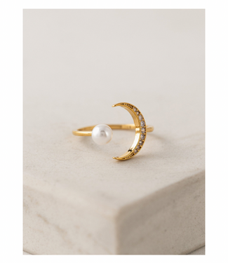 Neptune Pearl Moon Ring Gold