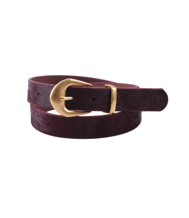 Calf Hair Belt with Thick Gold Buckle