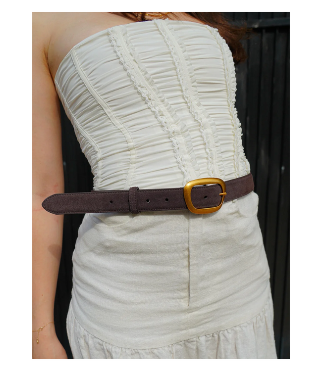 Suede Belt with Organic Shape Buckle