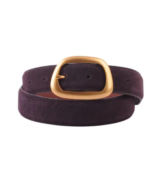Suede Belt with Organic Shape Buckle