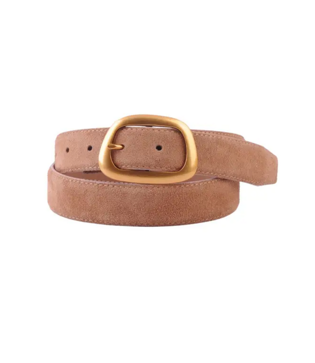 Suede Belt with Organic Shape Buckle