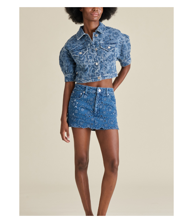 Serafina In Eyelet Denim Jacket
