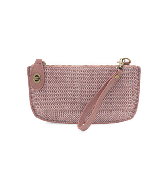 Straw Crossbody Wristlet Pink