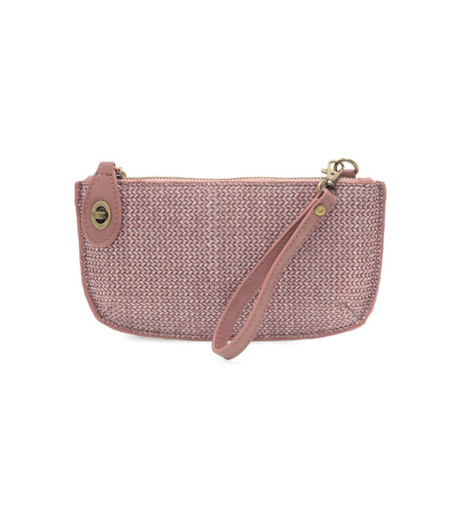 Straw Crossbody Wristlet Pink