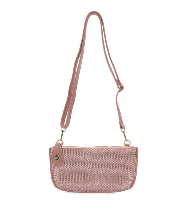 Straw Crossbody Wristlet Pink
