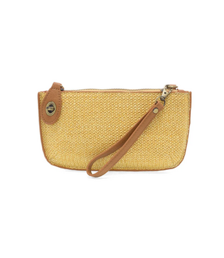 Straw Crossbody Wristlet Yellow