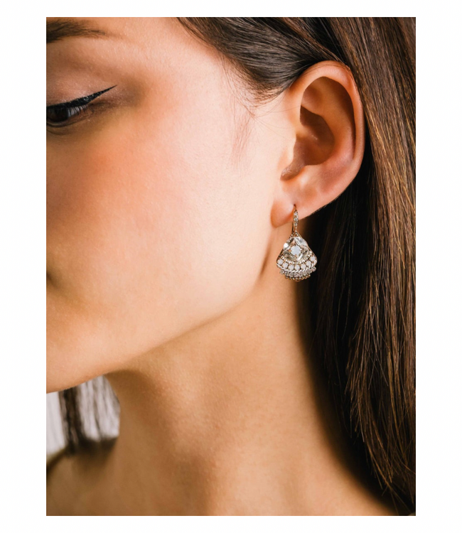 Garland Drop Earrings White