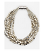 Sea Lily 6-Strand Beaded Bracelet with Silver & Gold Square Bead