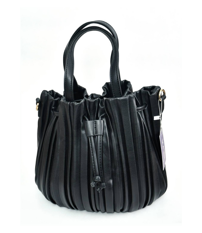 Black pleated bucket bag