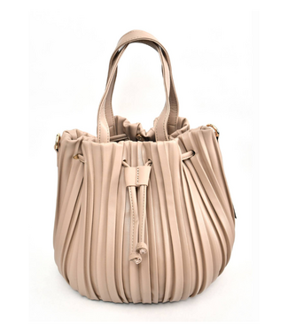 Sea Lily Camel pleated bucket bag