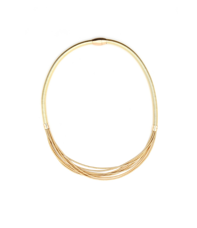 Gold Wire Link & Chain Necklace with Strands