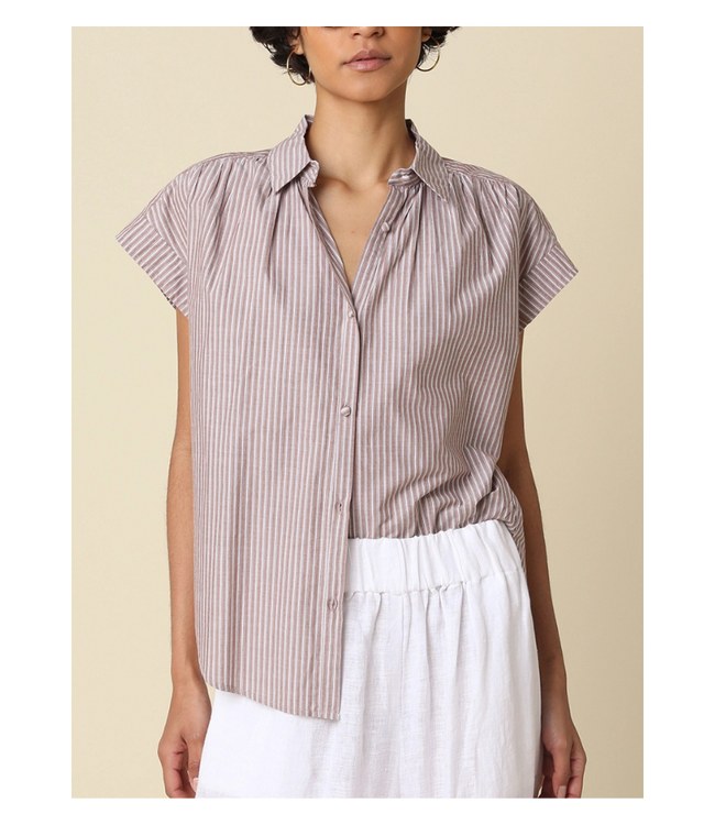 Brielle Striped Flutter Sleeve Blouse
