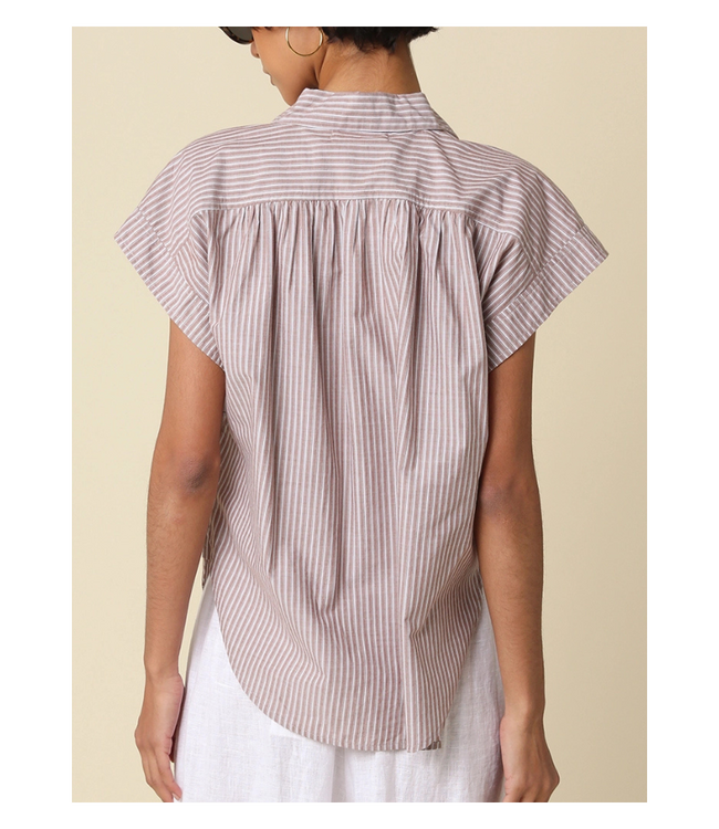 Brielle Striped Flutter Sleeve Blouse