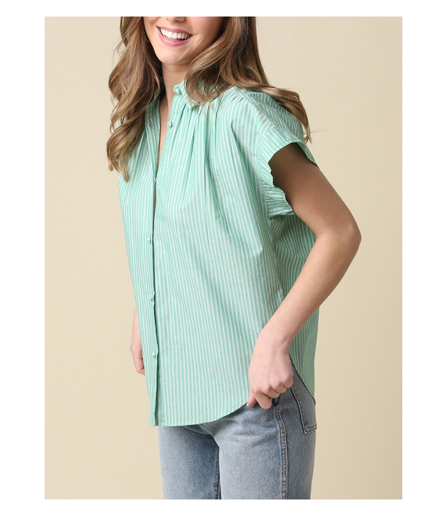 Brielle Striped Flutter Sleeve Blouse