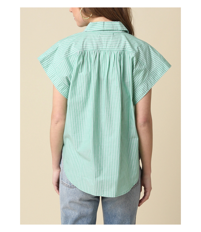 Brielle Striped Flutter Sleeve Blouse