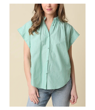 Brielle Striped Flutter Sleeve Blouse