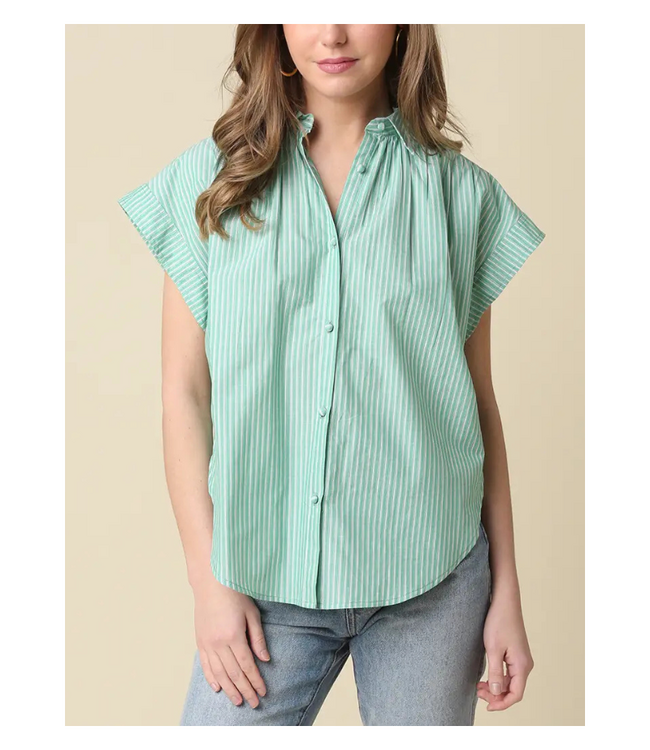 Brielle Striped Flutter Sleeve Blouse