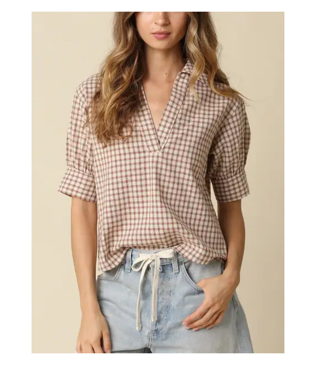 Anni Gingham Puff Sleeve Blouse
