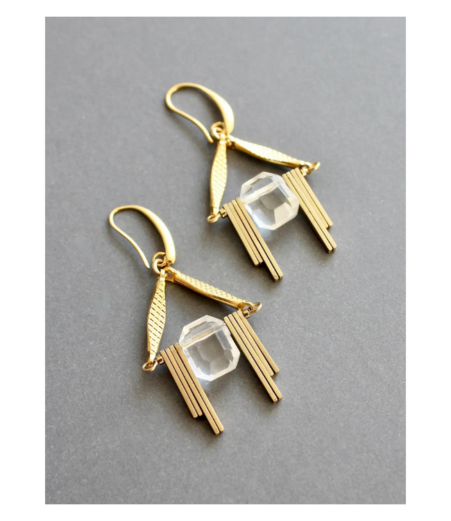 Acrylic and Brass Geometric Earrings