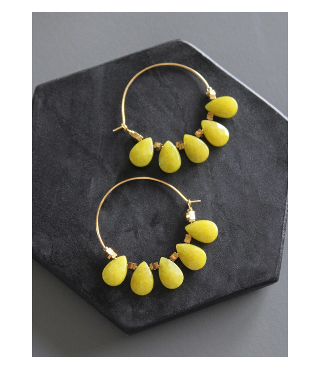 Dyed Olive Jade Hoop Earrings