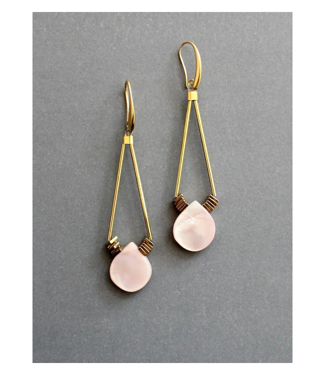 Mother-of-Pearl and Gold Hematite Earrings