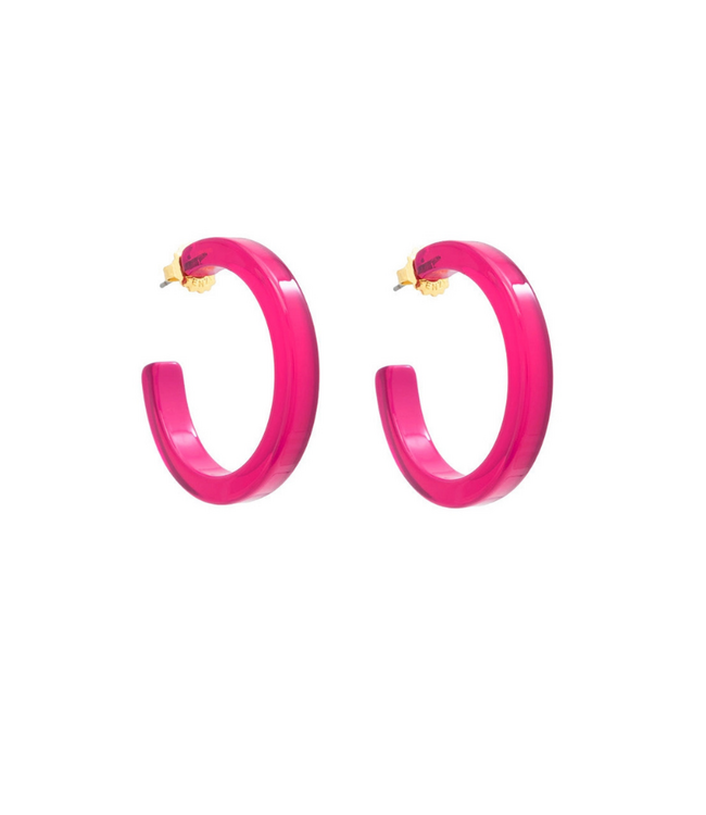 Madison Hoop Earrings Hot Pink
