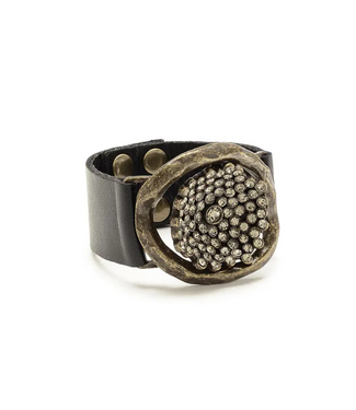 Rebel Designs Crystal Flower Insert Leather Bracelet