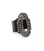 Rebel Designs Open Black Crystal  Oval Leather Bracelet