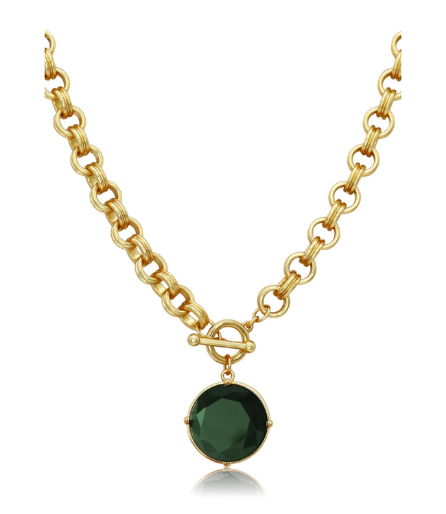 Cabochon Pendant Necklace-Emerald Green