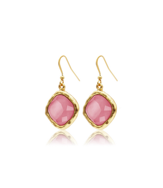 Karine Sultan Mocha Stone Drop Earrings-Pink