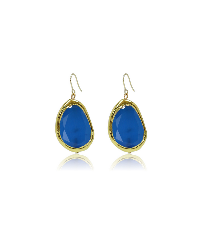 Vivid Gems Simple Earrings-Blue