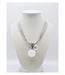 Sea Lily 8 Strand Silver Wire Necklace With White Stone