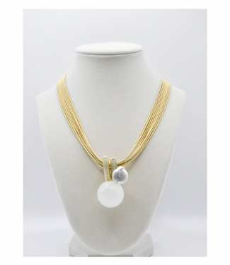 Sea Lily 8 Strand Gold Wire Necklace With Round Stone
