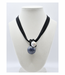Sea Lily 8 Strand Black Wire Necklace With Navy Stone