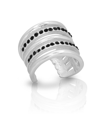 Karine Sultan Black CZ Multi-Strand Ring